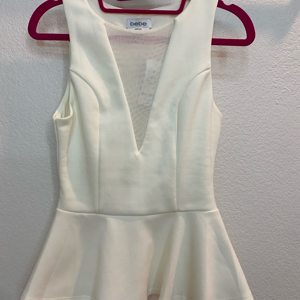 Bebe Women's Ivory Peplum Top XS
